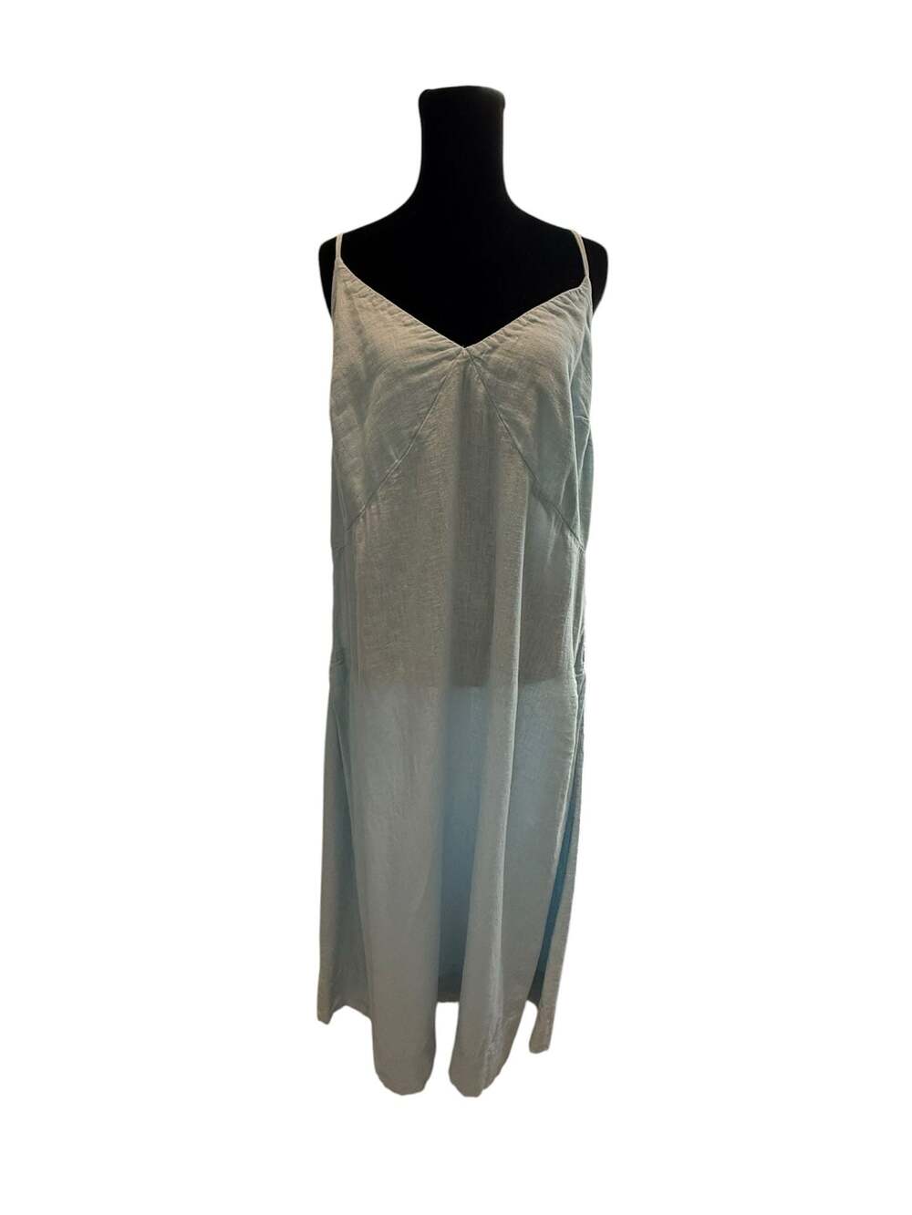 Free People Light Blue Linen Blend Cami Maxi Dress Size L